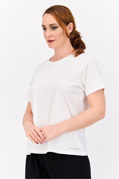 French Connection Women 2 Piece Short Sleeve Plain Top And Bottom Pajama Set, White