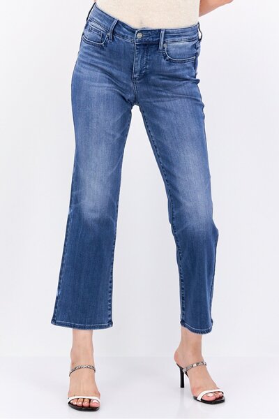 NYDJ Women Washed Stretchable Wide Leg Denim Jeans, Blue