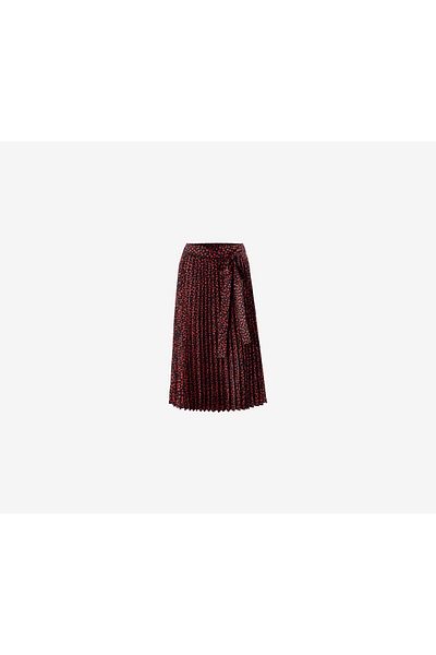 Tchibo Women Allover Print Pleated Midi Skirt, Black