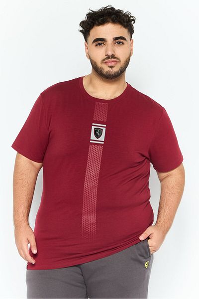Scuderia Ferrari Men Sportswear Fit Short Sleeves Outdoor T-shirt, Maroon