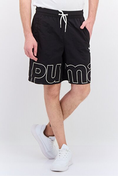 Puma شورت تدريب مريح للرجال، أسود