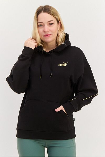 Puma Women Comfort Fit Embroidered Logo Outdoor Sweatshirts, Black