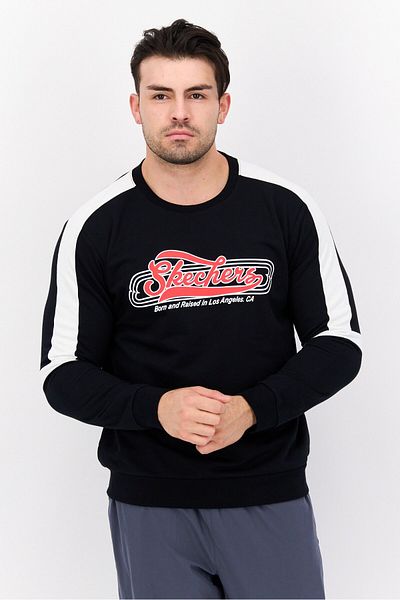 SKECHERS Men Sportwear Fit Graphic Long Sleeves Outdoor Sweatshirt, Black
