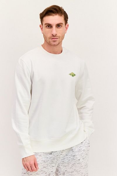 Esprit Men Crew Neck Brand Logo Long Sleeves Sweatshirt, White