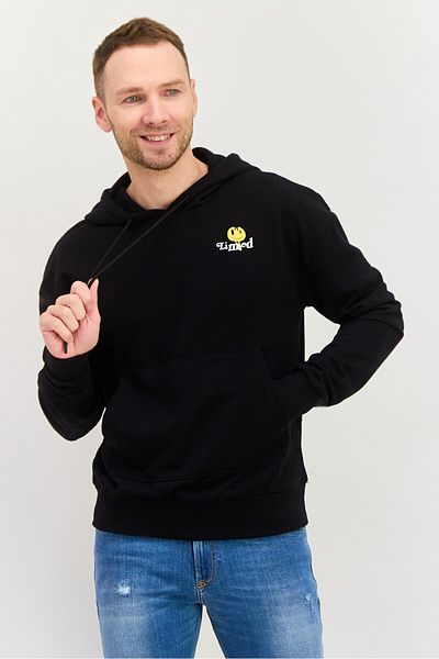 Night Addict Men Hooded Long Sleeve Graphic Print Sweatshirt, Black