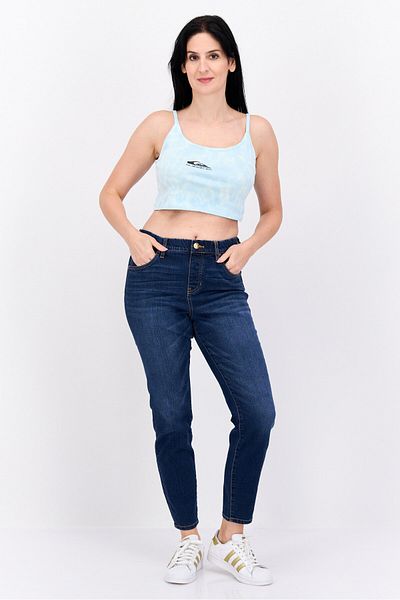 Quiksilver Women Round Neck Sleeveless Tie-dye Top, Blue Combo