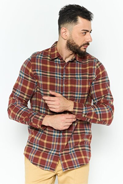 Hurley قميص رجالي كاجوال منقوش بأكمام طويلة وقصة عادية، متعدد الألوان