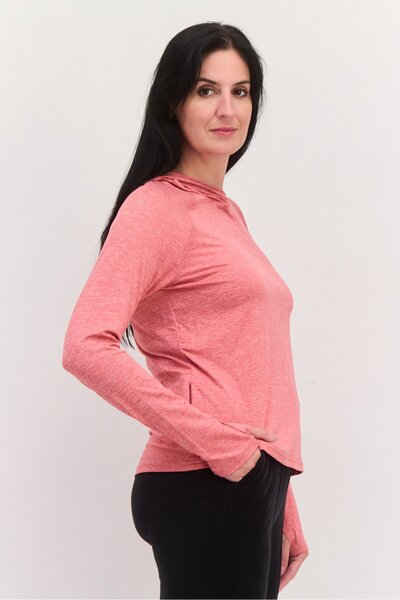 SKECHERS Women Sportswear Fit Long Sleeves Training Sweatshirt, Heather Red