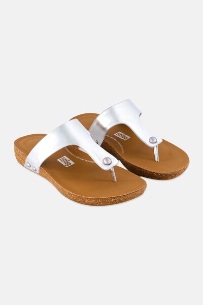 Fitflop Women Iqushion Metallic Leather Sandals, Silver