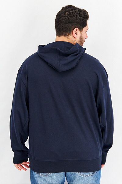 Perry Ellis Men Hooded Embroidered Logo Long Sleeve Sweatshirt, Navy