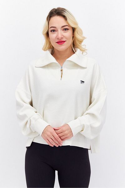 Puma Women Oversized Fit Long Sleeve Outdoor Sweatshirt, Off White