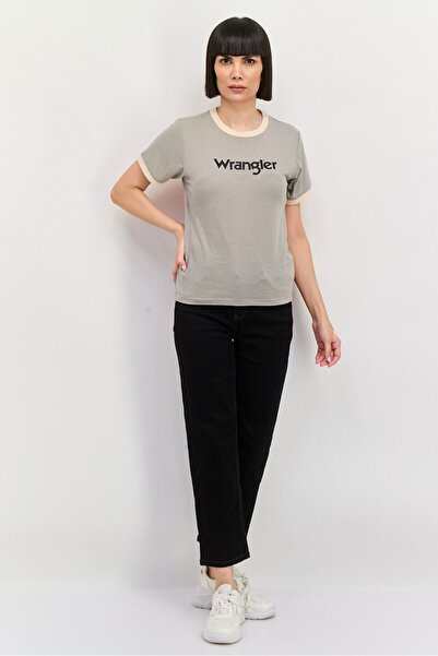 WRANGLER Women Crew Neck Short Sleeves Graphic T-Shirt, Grey