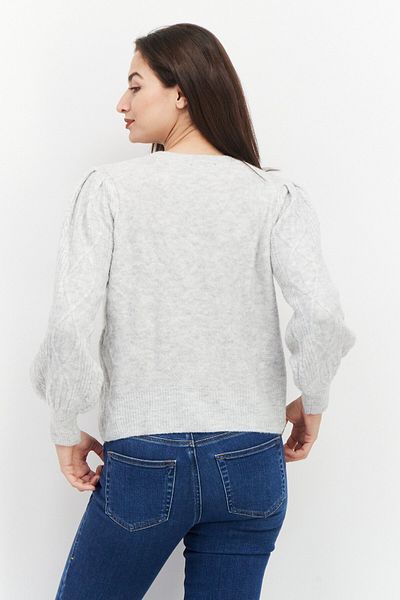 1 State Women Cable Knit Pullover Sweater, Light Grey Heather