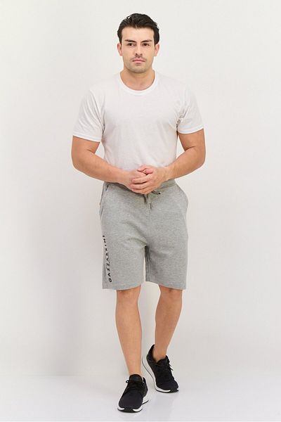 GAZZARRİNİ Men Heather Side Pocket Basic Shorts, Grey