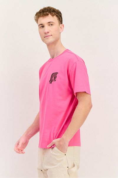 Esprit Men Crew Neck Short Sleeves Graphic Print T-shirt, Pink