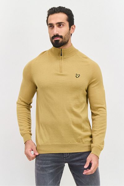 Lyle & Scott Men High Neck Long Sleeve Brand Logo Sweatshirt, Tan