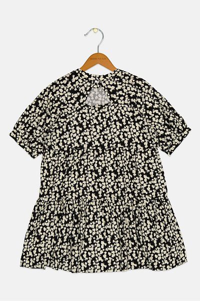 Pepe Jeans Kids Girl Floral Print Dress, Black
