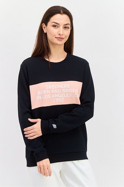 SKECHERS Women Sportswear Fit Long Sleeve Outdoor Sweatshirt, Black