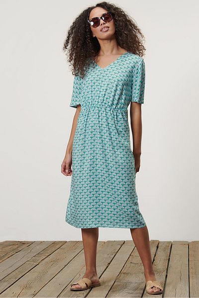 Tchibo Women All Over Print Midi Dress, Green