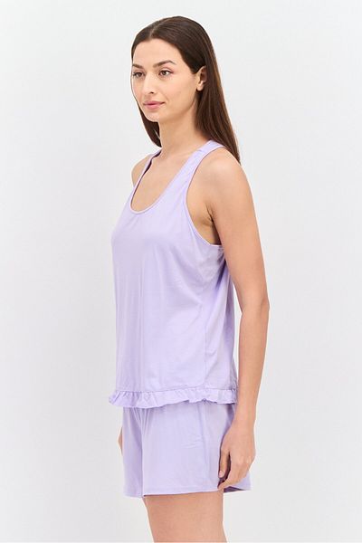 PJ Couture Women 4 Piece Allover Printed And Plain Sleepwear Set, Lavender