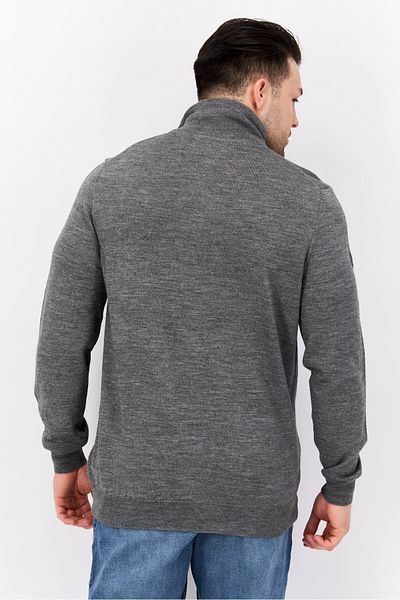 Lyle & Scott Men High Neck Textured Long Sleeves Sweater, Grey