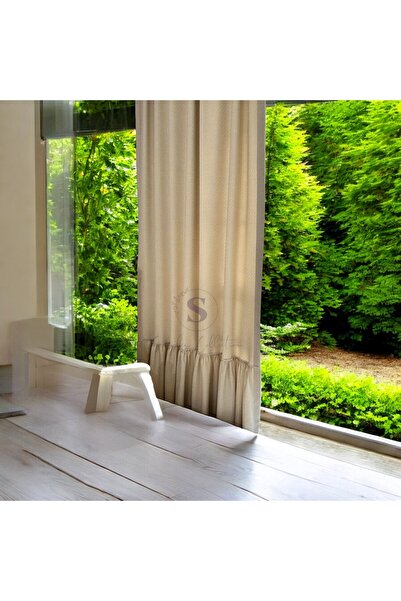 shules collection Φυσική Vintage Λινά Κουρτίνα με βολάν - EN X BOY, μονό φύλλο, χωρίς πιέτες