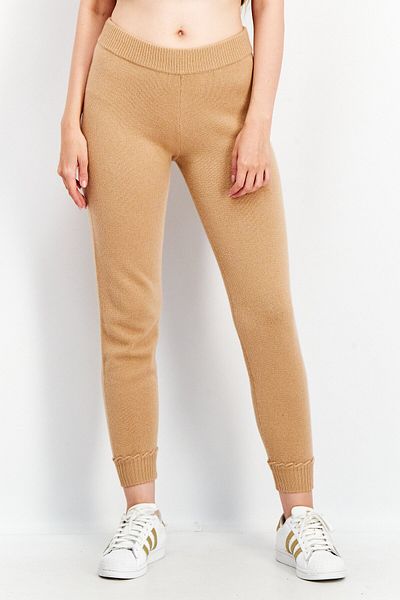 THEORY Women Petite Regular Fit Kitted Jogger Pants, Camel