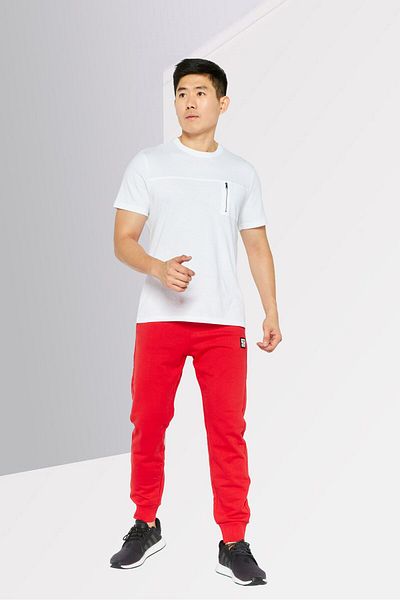 Diesel Men Solid Drawstring Sweatpants, Red