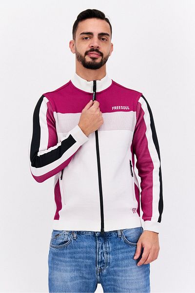 freesoul Men Brand Logo Half Zip Sweatshirt, Purple