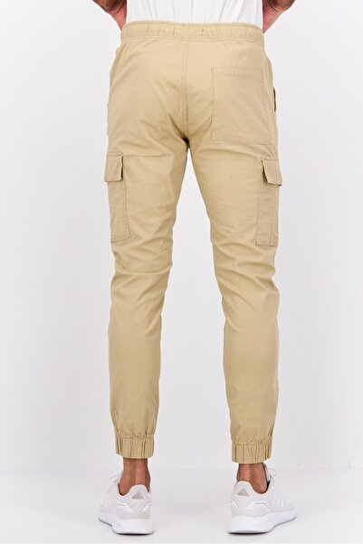 Company Eighty One Men Regular Fit Drawstring Textured Cargo Pants, Khaki