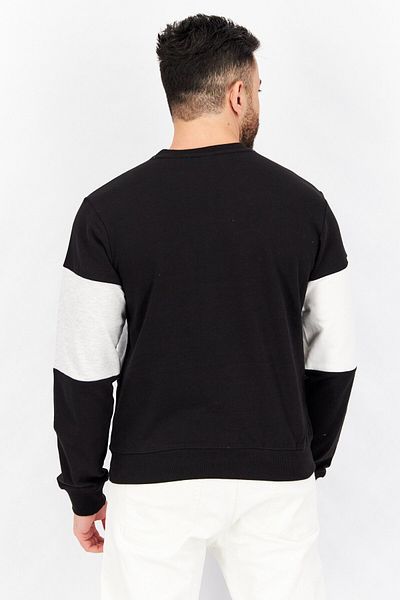 Sovereign Code Men Crew Neck Colorblock Long Sleeve Sweatshirt, Black Combo