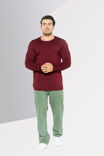 IKKS Men Textured Long Sleeve Sweatshirt, Rouge Red