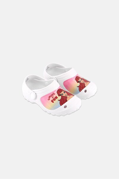 Disney Kids Girl Graphic Print Sling Back Clogs, White