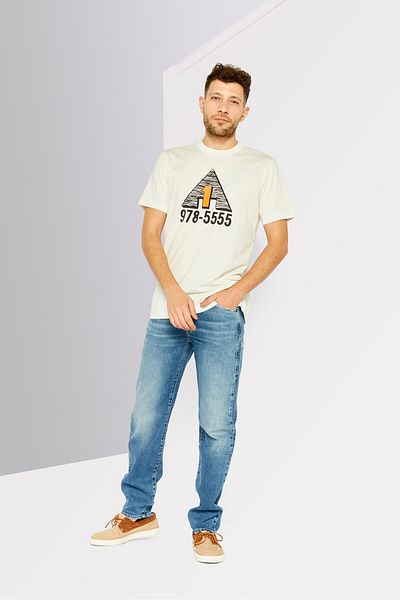 Diesel Men Crew Neck Short Sleeves Printed T-shirt, Cream Combo