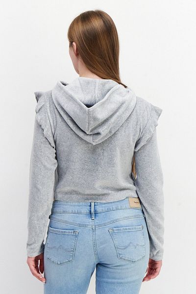 Juicy Couture Women Hooded Long Sleeve Textured Sweatshirt, Grey