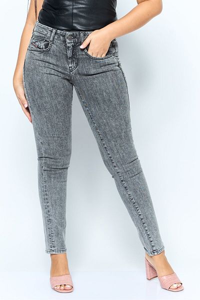 Diesel Women Regular Fit Wash Stretchable Denim Jeans, Washed Grey