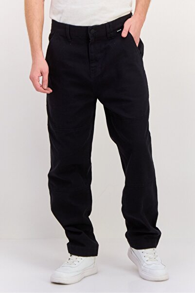 Hurley Men Relaxed Fit Solid 17,5 Inseam Straight Pants, Black