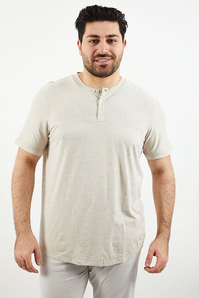 Kenneth Cole Men Crew Neck Short Sleeve Textured T-Shirt, Beige