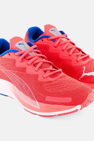 Puma Women Velocity Nitro 2 Lace Up Running Shoes, Neon Red