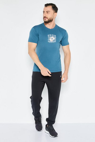 Vans Men Crew Neck Short Sleeves Graphic Print T-Shirt, Teal Blue Combo