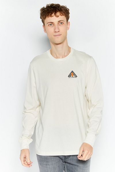 Diesel Men Crew Neck Long Sleeves Brand Logo T-shirt, Off White