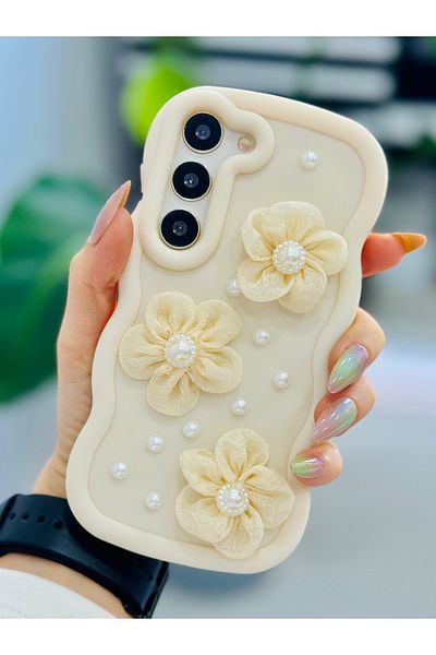 Go Aksesuar جراب سيليكون بتصميم زهرة التول متوافق مع هاتف Galaxy S23 مع لعبة