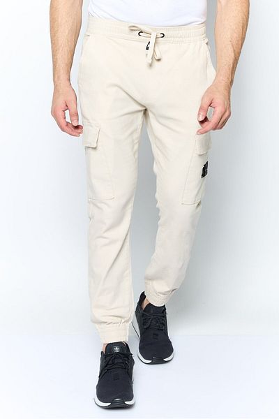 Company Eighty One Men Regular Fit Solid Cargo Pants, Beige