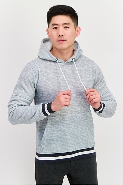 Company Eighty One Men Heather Long Sleeves Hooded Sweatshirt, Light Grey
