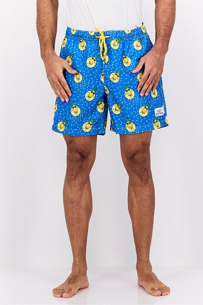 Beach Bros Men Allover Print Beach Short, Blue