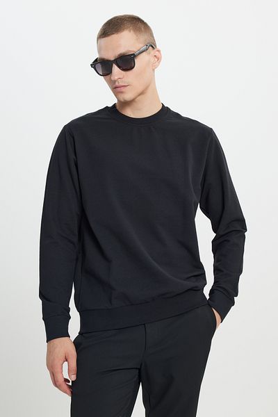 AC&Co / Altınyıldız Classics Ανδρικό σετ αθλητικής φόρμας μαύρου χρώματος 2 νημάτων από βαμβακερή κανονική εφαρμογή