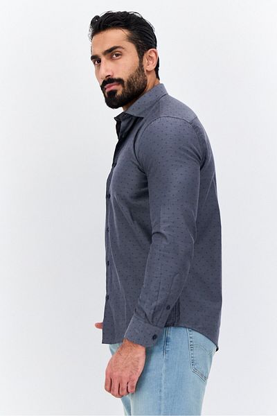 Sorbino Men Regular Fit Allover Printed Long Sleeves Casual Shirt, Charcoal Grey