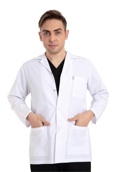 E Tıp Tekstil White Coat Jacket Collar Long Sleeve (Men)