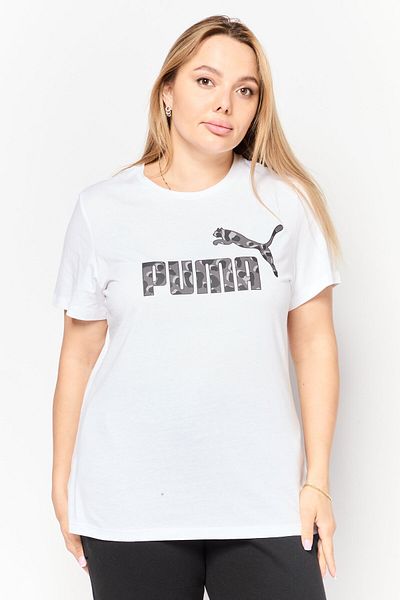 Puma Women Sportswear Fit Short Sleeve Camouflage Logo Training Top, White