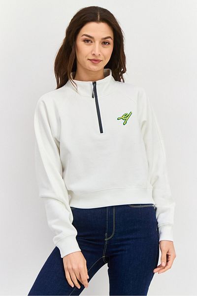 Esprit Women Mock Neck Embroidered Long Sleeves Sweatshirt, White